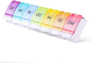 Pillenorganizzatore Premium 7 giorni con contenitore per farmaci settimanali in formato di organizzatore a forma di arcobaleno, dimensioni da viaggio