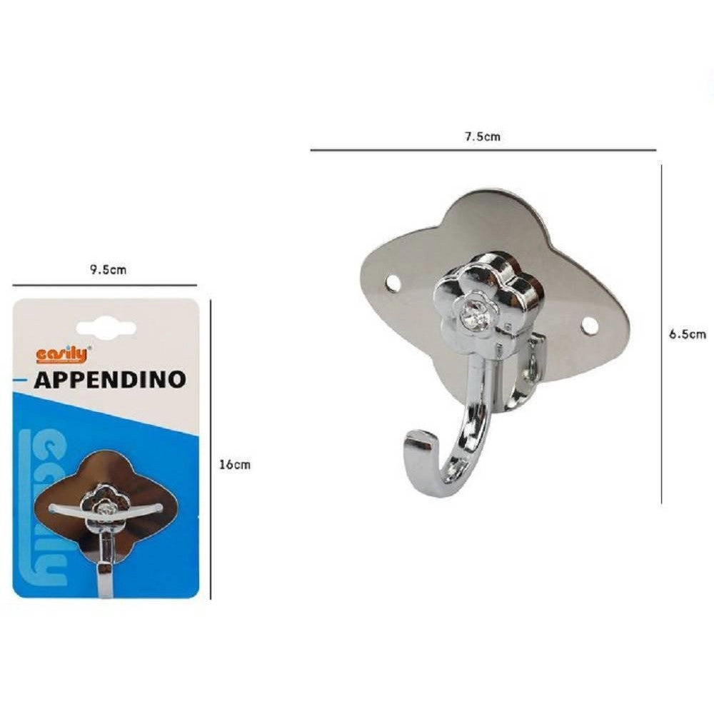 Trade Shop - Appendino Gancio Appendiabiti Porta Asciugamano 1 Posto Bagno Fiori Parete 52672 -