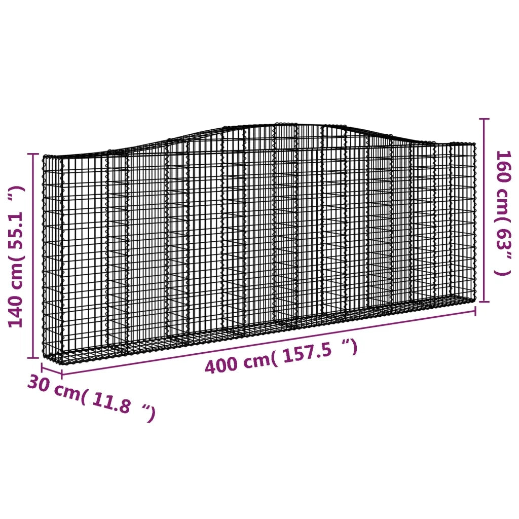 Cesti Gabbioni ad Arco 5 pz 400x30x140/160 cm Ferro Zincato 3145855