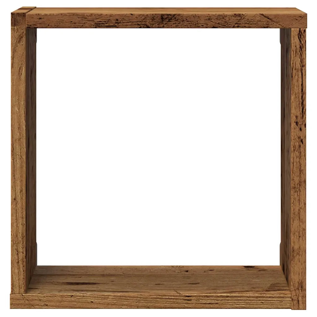 Mensole Parete a Cubo 2 pz Legno Vecchio 30x15x30 cm Truciolato 856576