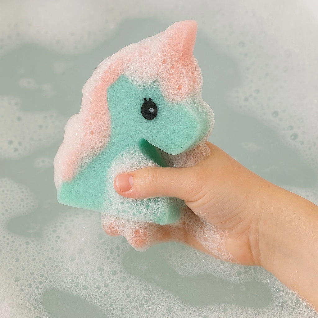 kit 4 Spugne Bagno Corpo Colorate Forme Miste Frutta Unicorno Arcobaleno Bambini Adulti