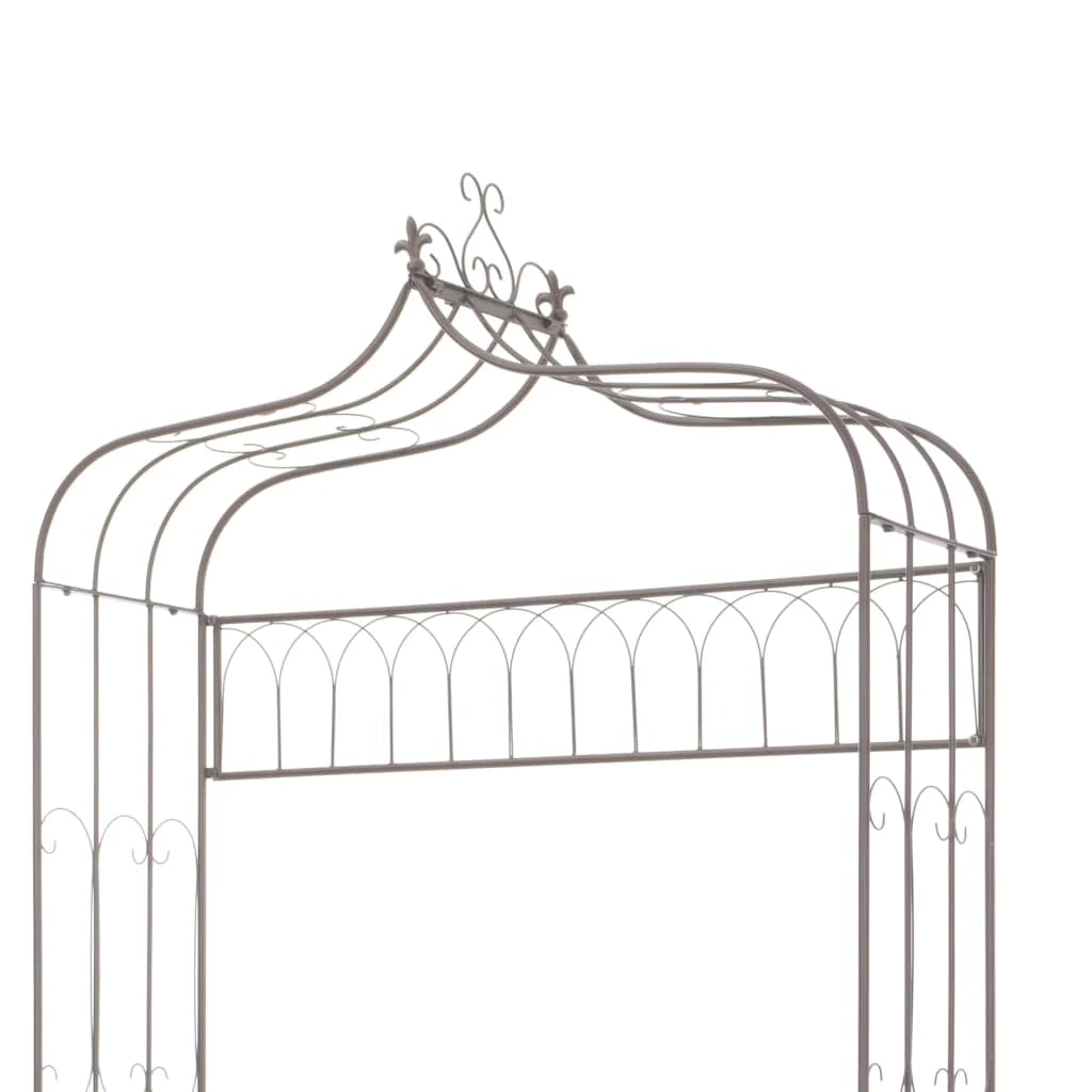 Panca da giardino mobili da esterno per patio terrazza 122 x 43 x 220 cm ferro marrone anticato 02_0011218
