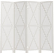 Paravento 4 Ante Stile Campagna ¨C zephmum ¨C Bianco Legno di Paulownia