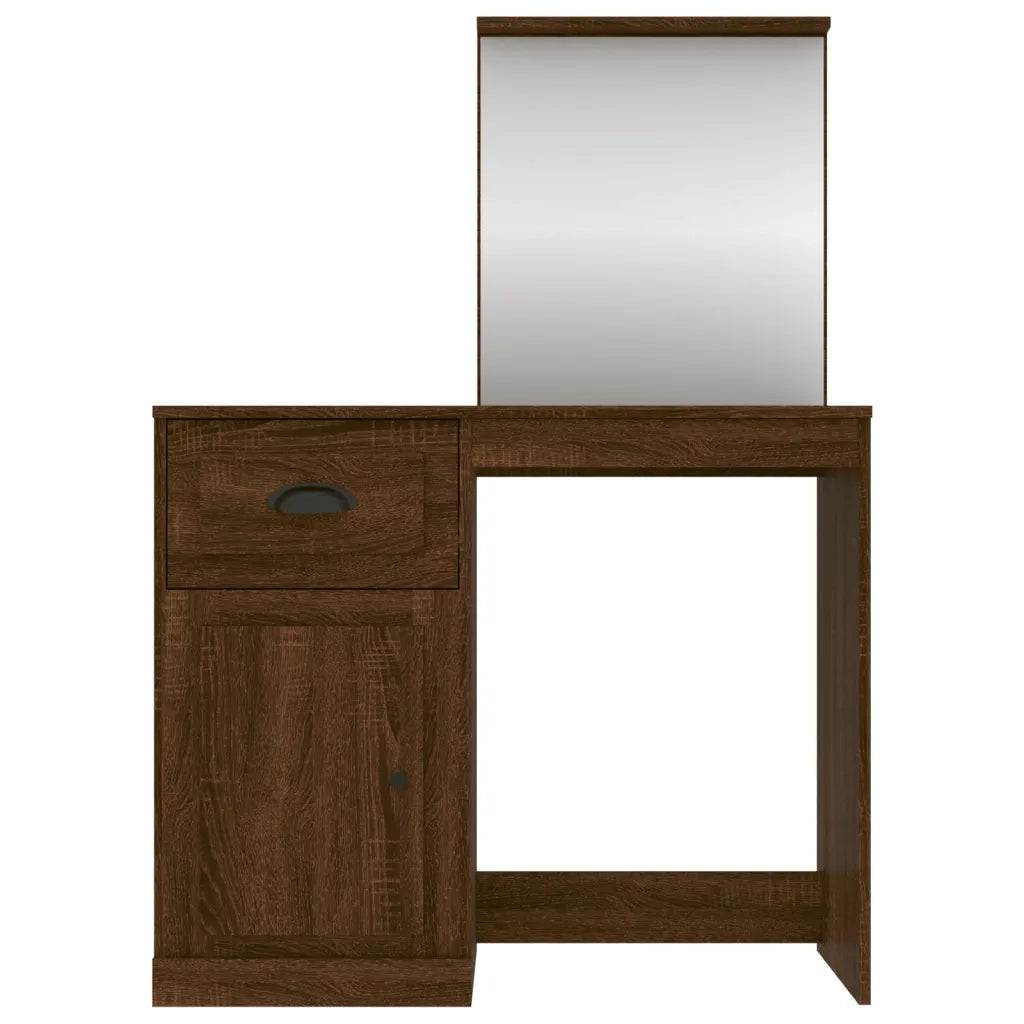Toeletta Specchio-Tavolo da Vanit¨¤ Rovere Marrone 90x50x132,5 Legno Multistrato