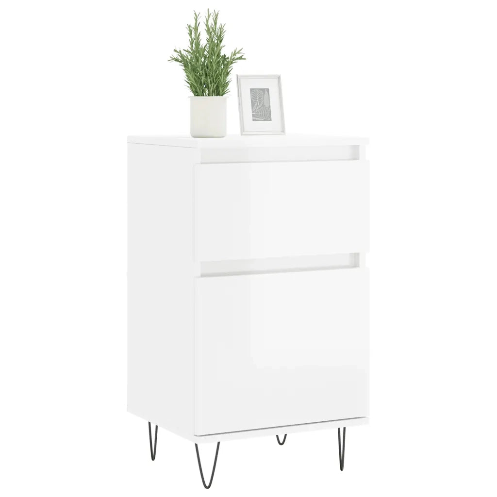 Credenze 2 pz | Madia | Buffet da pranzo | Armadio da pranzo Bianco Lucido 40x35x70 cm in Legno Multistrato