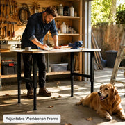 Adjustable Workbench Frame Set, Powder Coated Metal Table Legs, Height Adjustable 69 To 95.5 Cm, For DIY Workspace, 2 Pack, Black