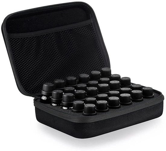 Cassetta di conservazione con 30 aperture, olio essenziale, contenitore EVA, borsa per unghie, aromaterapia, contenitori per oli 5 ml 10 ml 15 ml, ST, nero, semplice