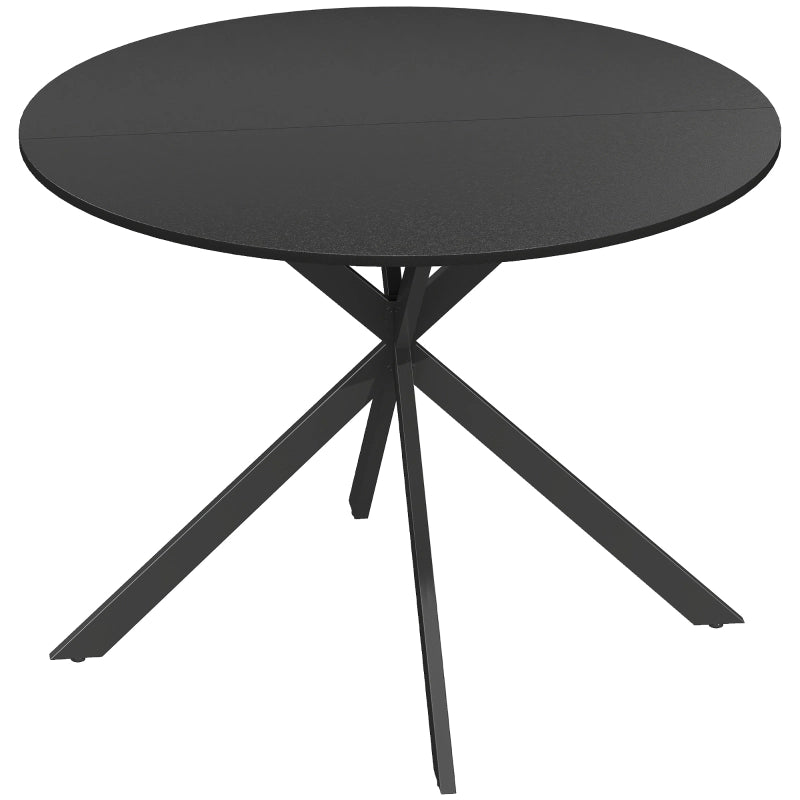 Tavolo da pranzo - rotondo per 4 - stile industriale - gambe in acciaio - nero - per cucina