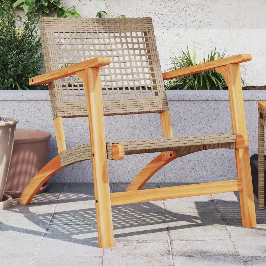 Sedie da Giardino 2pz Beige in Polyrattan e Legno di Acacia 365869