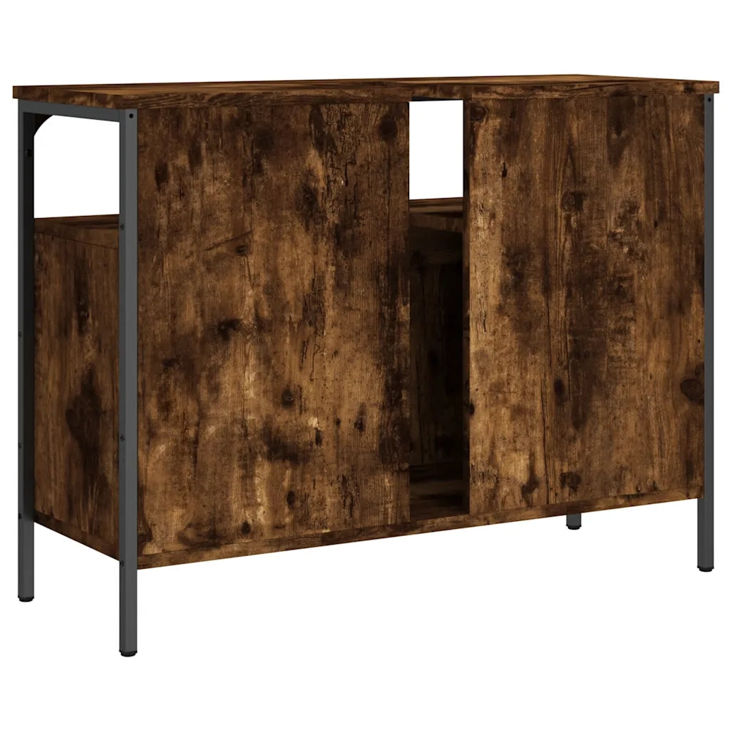 Mobile Lavabo Bagno Rovere Fumo 80x30x60 cm Legno Multistrato 842443