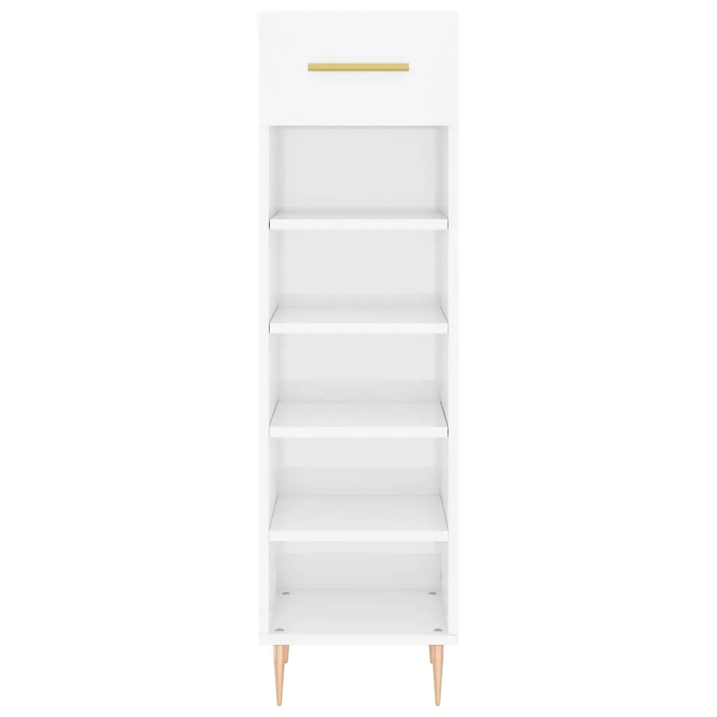 Scarpiera | Mobile per scarpe Bianco Lucido 30x35x105 cm in Legno Multistrato
