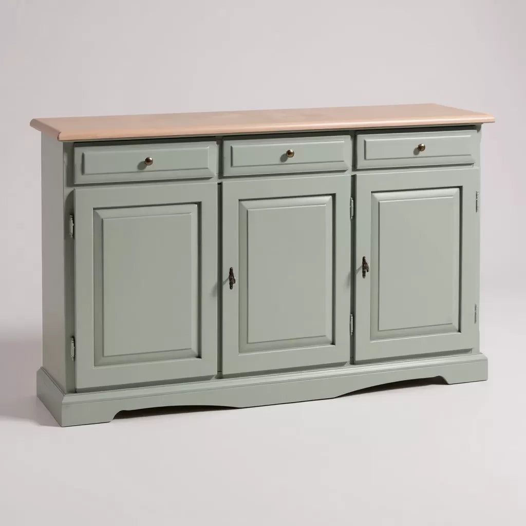 Madia credenza in legno laccato pennellato tortora  l.156 p.42 h.85 - Mobili 2G