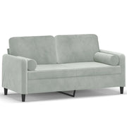 Divano | Divano da soggiorno | Sofa a 2 Posti con Cuscini Grigio Chiaro 140 cm in Velluto
