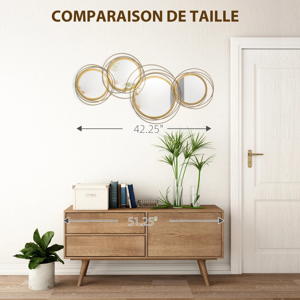 Specchi rotondi in metallo dorati ¨C zephmum ¨C 107x56 cm