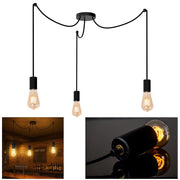 Lampadario moderno 3 luci a sospensione E27 design minimal industriale cavi regolabili per cucina soggiorno tavolo