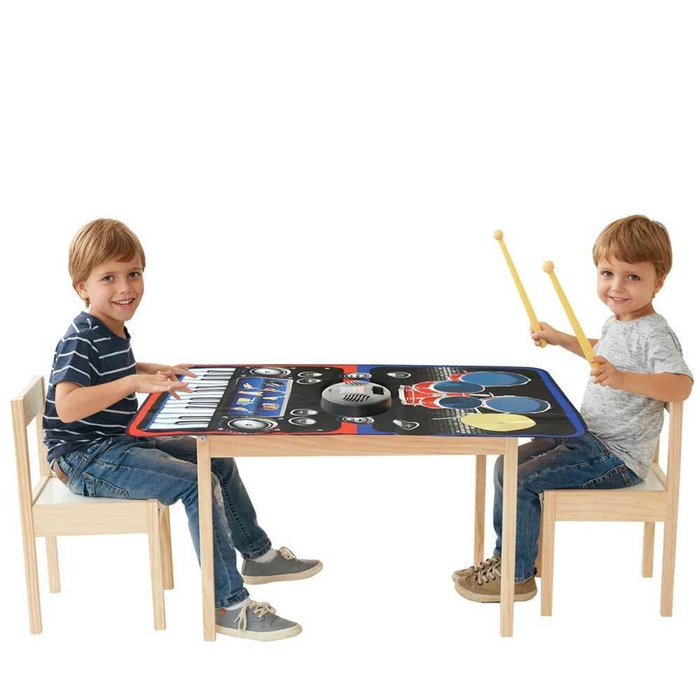 Tappeto Musicale 2in1 Batteria Tastiera Con Bacchette Playmat Bambini 60x90cm