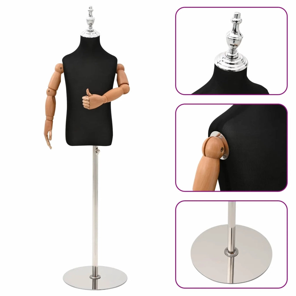 Manichino Regolabile 120-150 cm con Base Unisex PP Nero 42041710