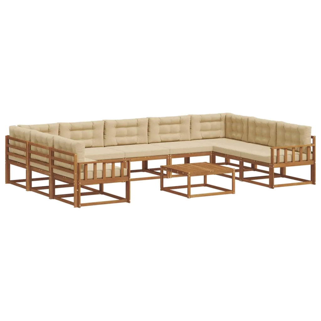 Set di divani da esterno con cuscino 10 pcs Naturale e Beige 3368201