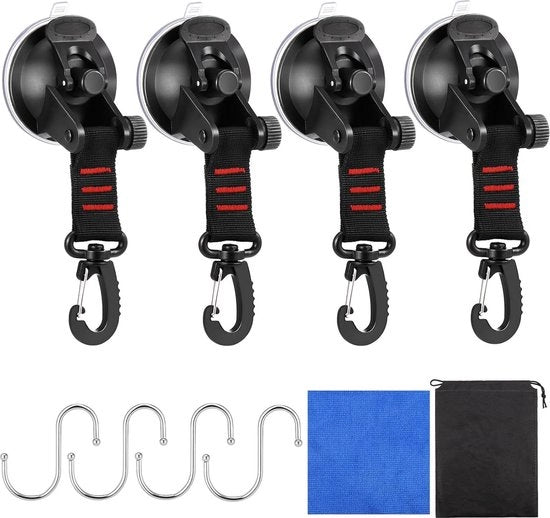 Zuignappen con ganci a 360° rotante - D- bracciale - Zuignappen a vuoto resistenti - Ganci a S - Tegole per camper auto - Vetri auto