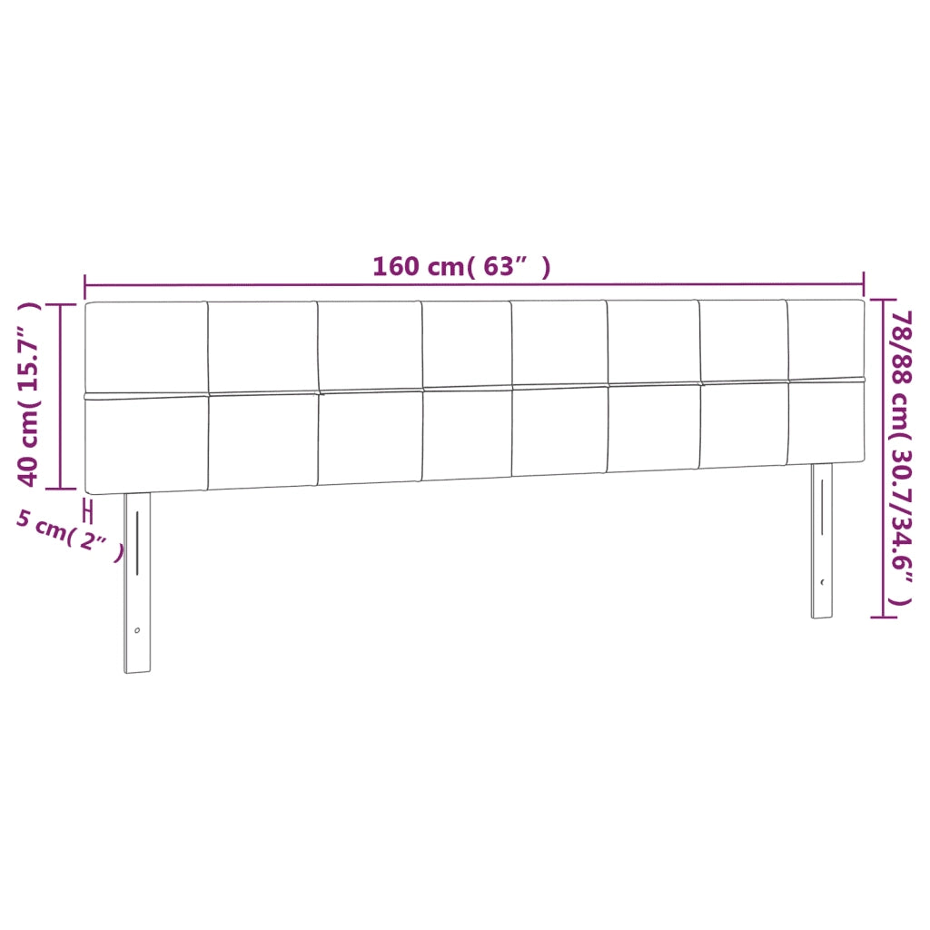 Testiera a LED-Testata con LED Marrone Scuro 160x5x78/88 cm in Tessuto 702808