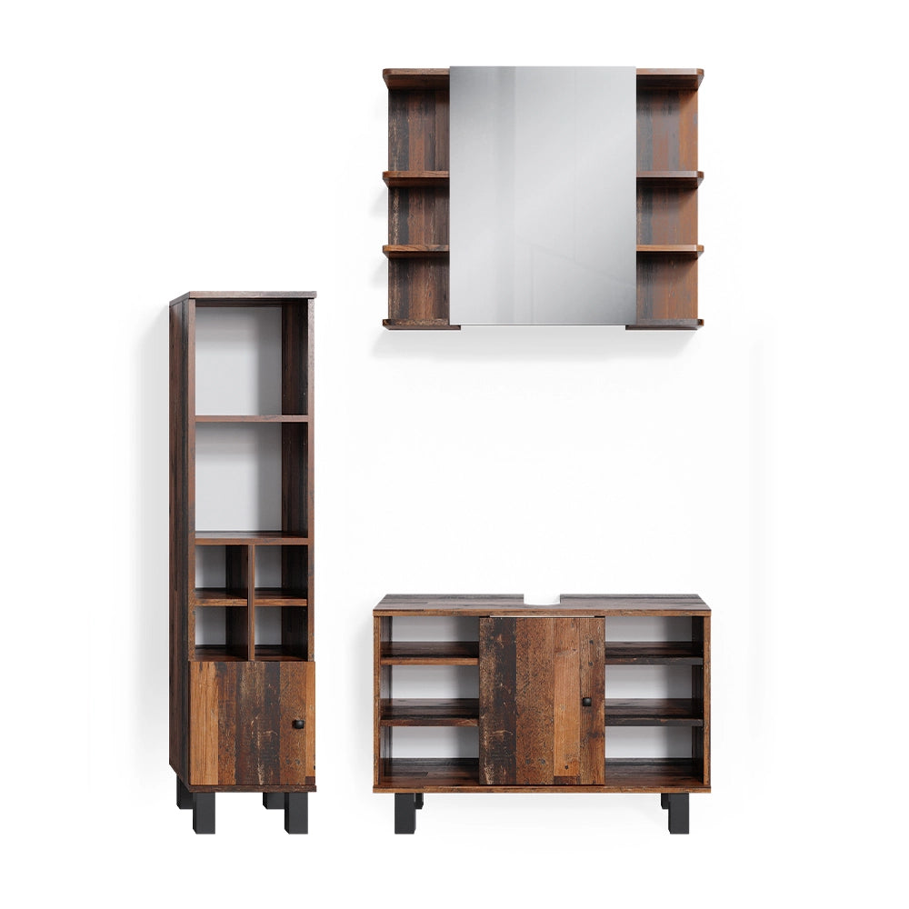 Vicco Set mobili bagno Rovere rustico 3 parti