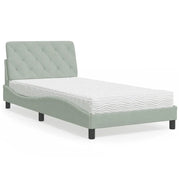 Letto con Materasso-Struttura Letto con Materasso Grigio Chiaro 100x200 cm in Velluto