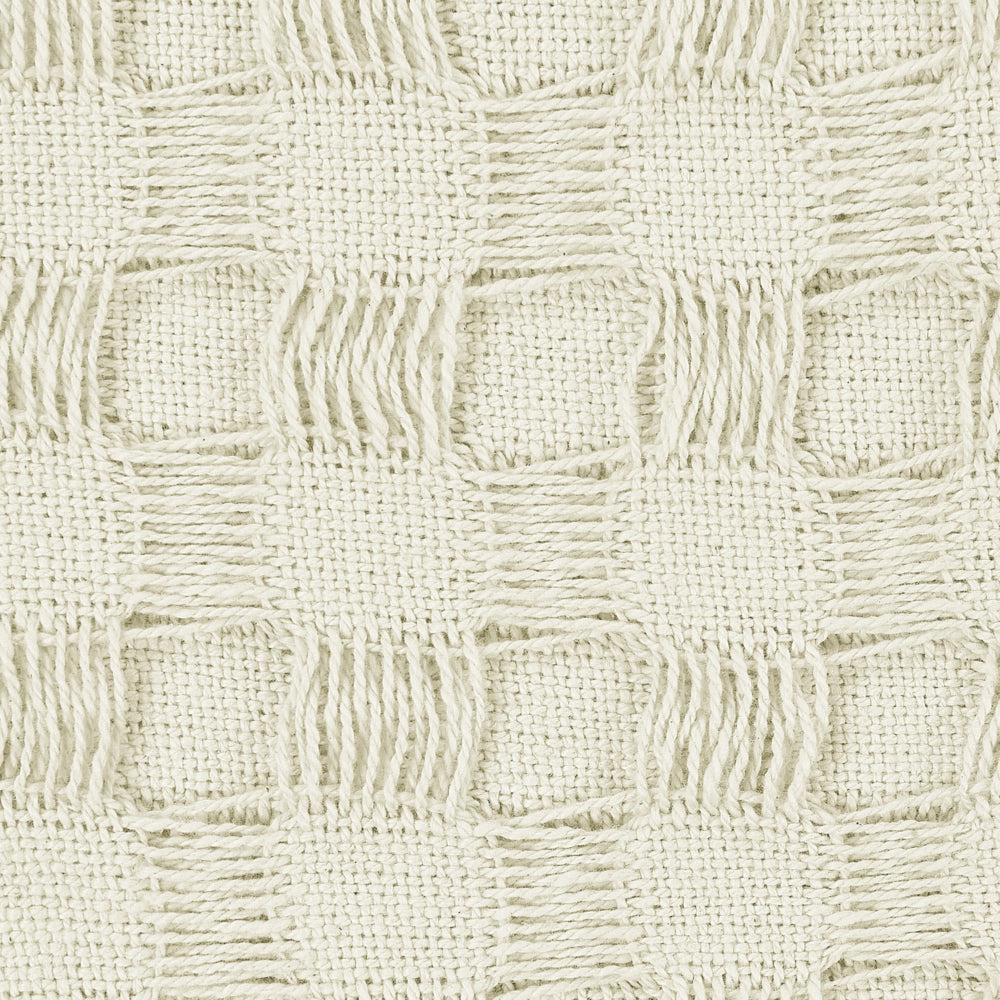 Copriletto in tessuto di cotone bianco sporco 150 x 200 cm con frange Coperta decorativa Biancheria da letto design classico Camera da letto