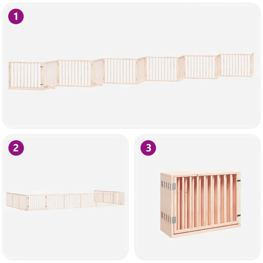 Cancelletto di sicurezza per animali domestici porta pieghevole 12 pannelli legno di pioppo marrone 02_0023153