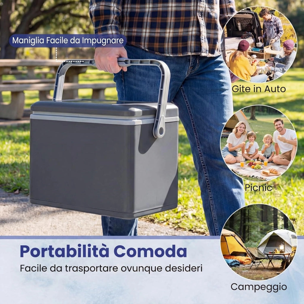 Raffreddatore Rigido Portatile 12L, Ghiacciaia Isolata con Impugnatura Facile da Afferrare, Mantiene il Ghiaccio per 3 Giorni, per Campeggio, Picnic e Pesca