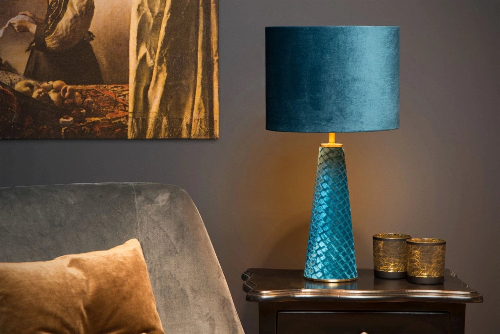 Lampada da tavolo Lucide Extravaganza Velvet blu E27 40W