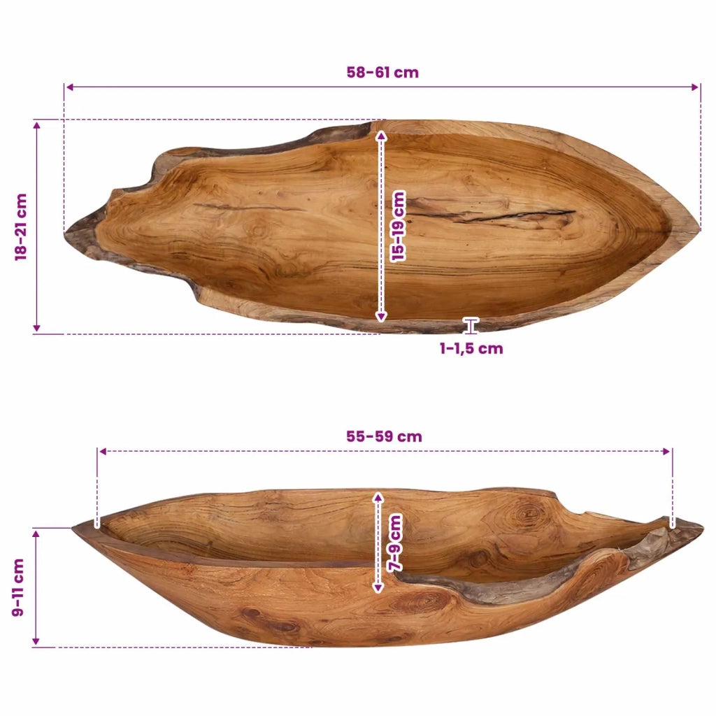 Portafrutta JEPARA Marrone Teak 61 x 21 x 11 cm 42010342