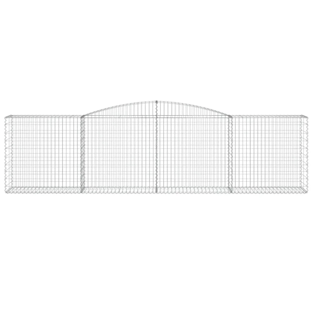Cestini gabbioni recinzione a gabbia muro di contenimento ad arco 10 pezzi 400 x 50 x 100/120 cm ferro zincato argento 02_0040286