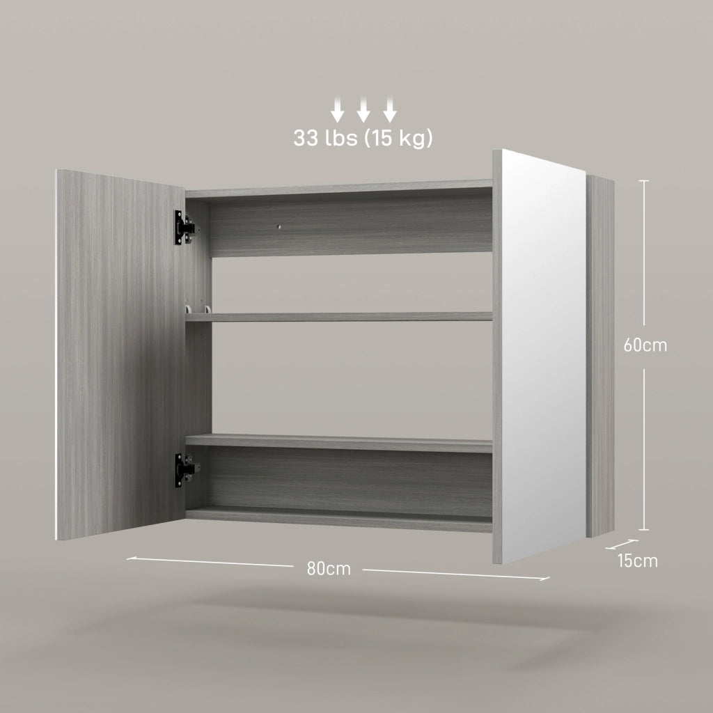 Armadio da bagno con specchio ¨C zephmum ¨C 80x15x60cm grigio