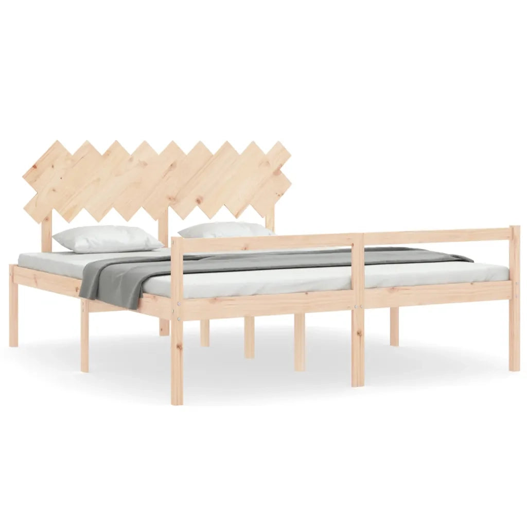 Letto per Anziani con Testiera Bianco Super King Legno Massello 3195561