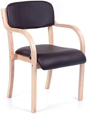 Sedia da pranzo impilabile con braccioli, sedia moderna in pelle PU, struttura in legno per soggiorno o ufficio, design confortevole con bracciolo singolo