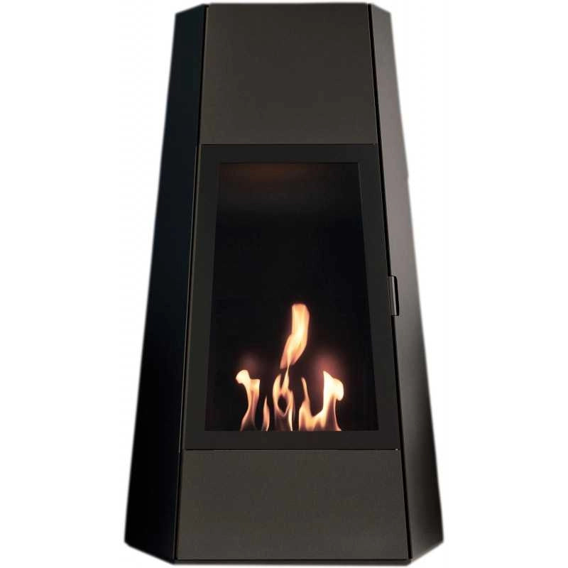 Biocamino pavimento Shanghai Nero 3 kW – altezza 121 cm, vetro frontale, design acciaio – Tecno Air System