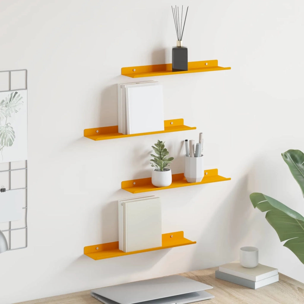 Mensola sospesa 4 pcs Giallo senape 40 x 8,5 x 2,5 cm Acciaio