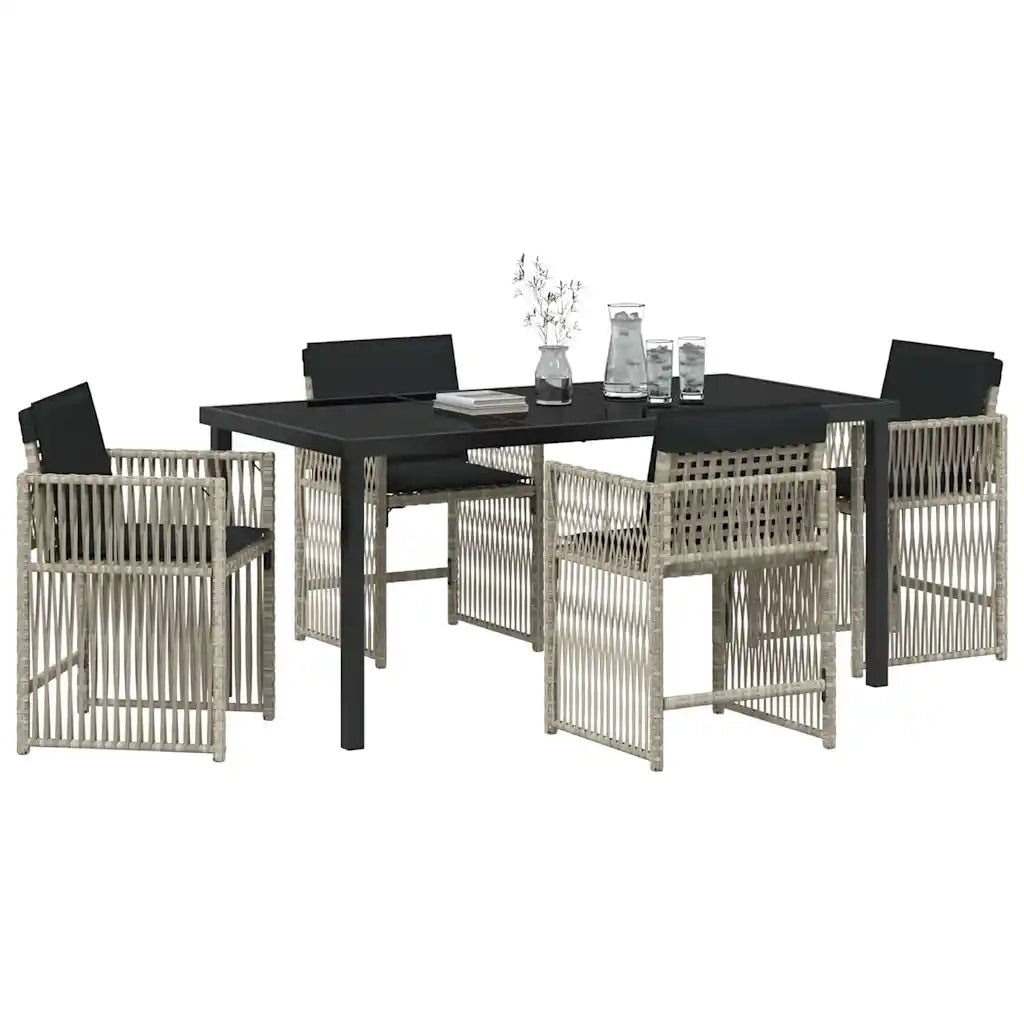 Set da Pranzo per Giardino 5 pcs Grigio chiaro polyrattan 3380791