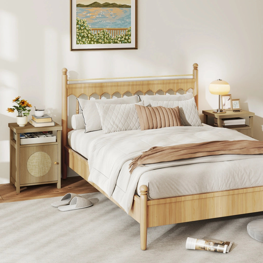 Set 2 Comodini Stretti ¨C Xylo ¨C Rattan Naturale con Cassetto 40x35x55cm