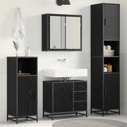 Set di mobili per il bagno 3 pcs Rovere Nero Legno multistrato 3402535