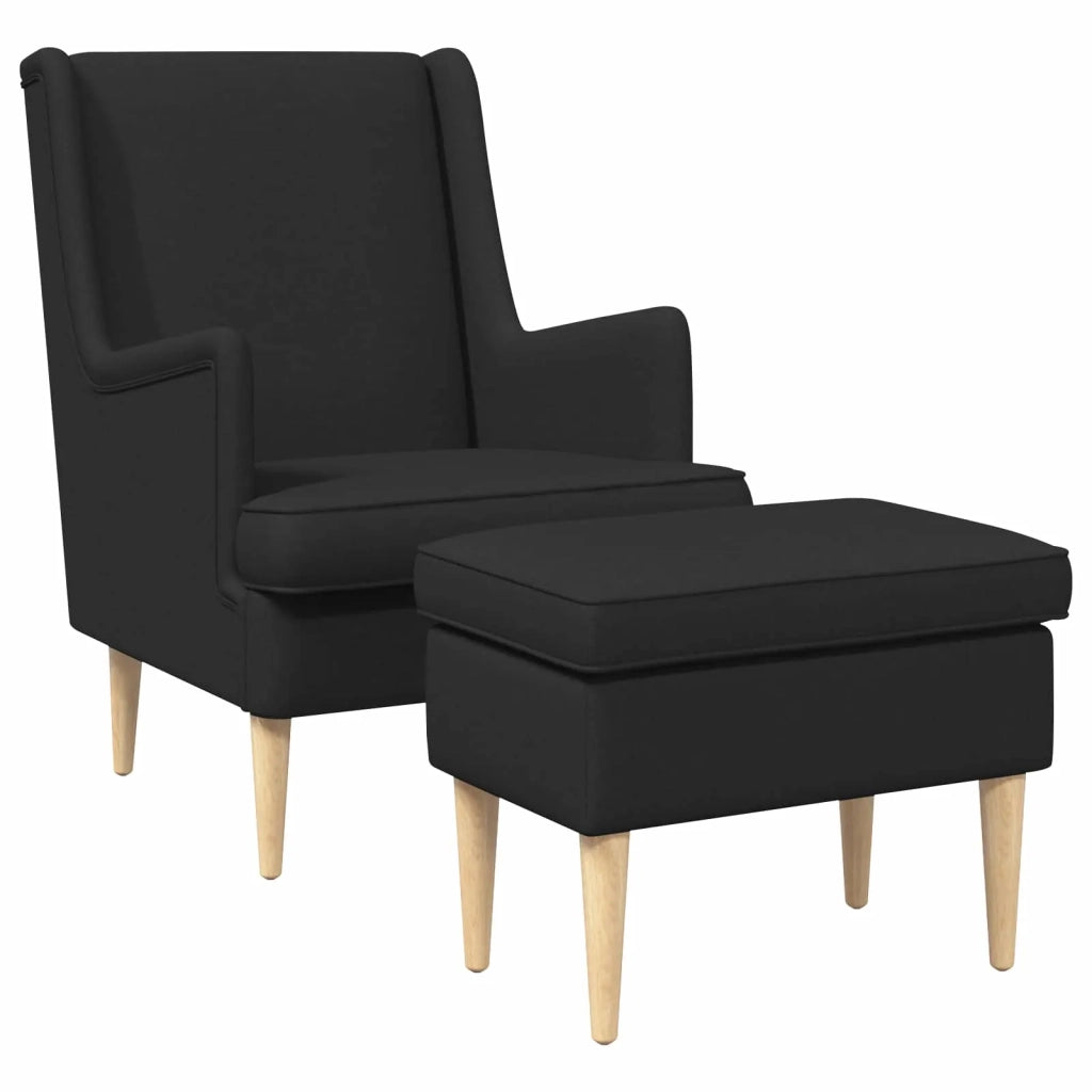 Poltrona con Ottomano 2 pz Nero Tessuto 3418813