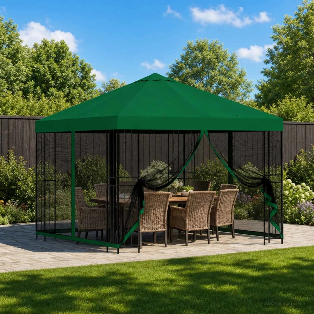 Gazebo | Pergolato da giardino con pareti laterali 3 x 3 m Verde