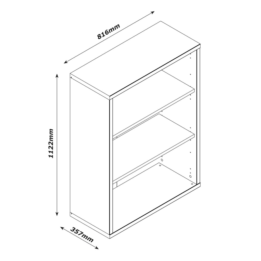 Libreria Bassa con 2 Ripiani Regolabili - Dimensioni: 111.90 cm x 81.60 cm x 35.70 cm