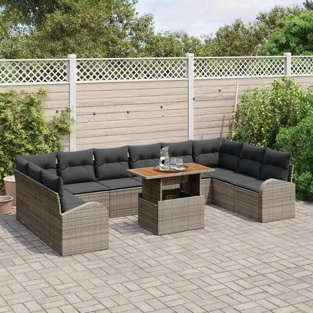 Set Divano da Giardino con cuscino 11 pcs Grigio