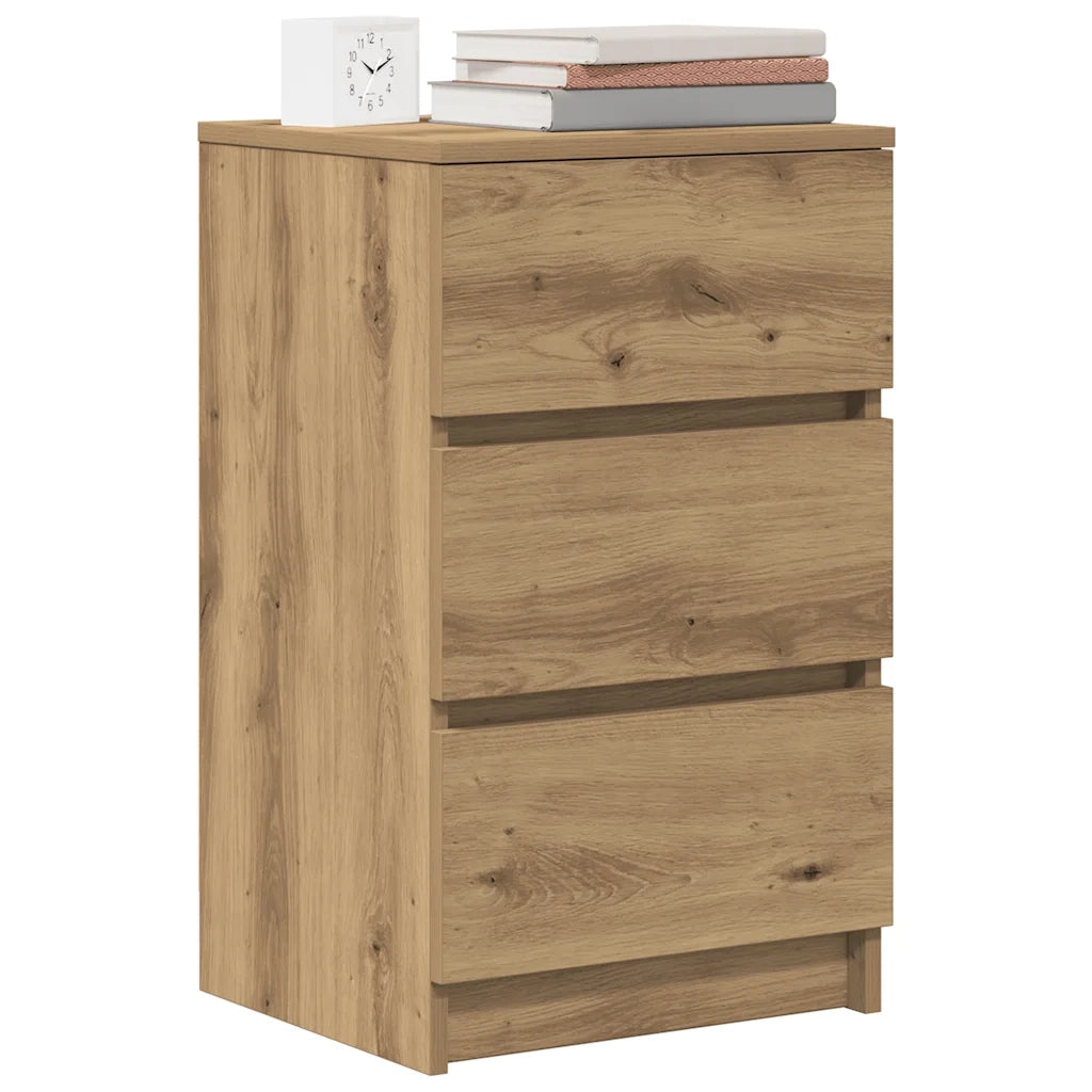 Comodino con 3 Cassetti Rovere Artigianale 39x35x65 cm 861353