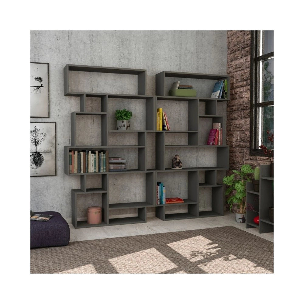 Libreria orizzontale bifacciale Karmato 96x168,5 colore antracite