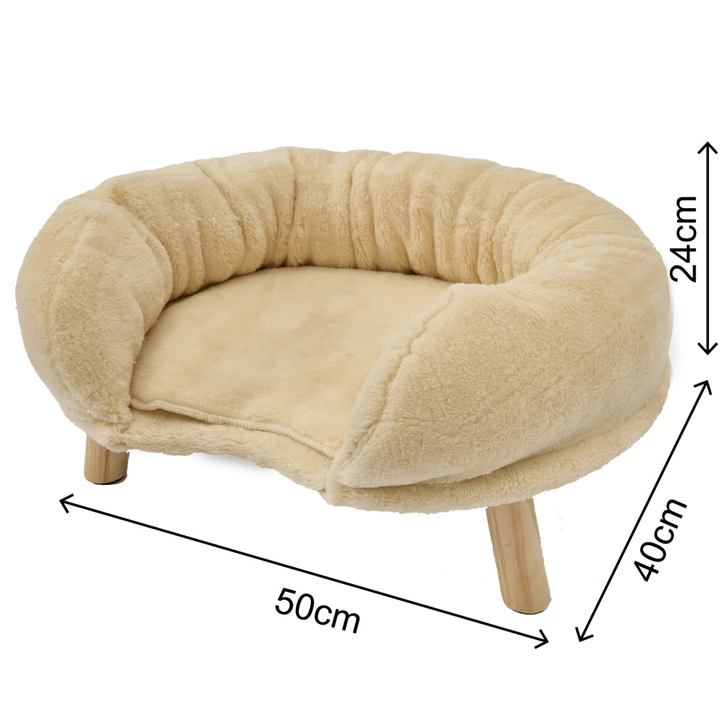 Tiragraffi per gatti con supporto ergonomico antiscivolo e silenzioso con bordo rialzato in poliestere beige 50 × 40 × 12,5 cm