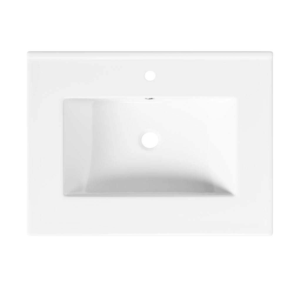 Mobile sottolavabo con 1 anta; 2 cassetti e lavabo in ceramica - per bagno - 61×47×87 cm - bianco