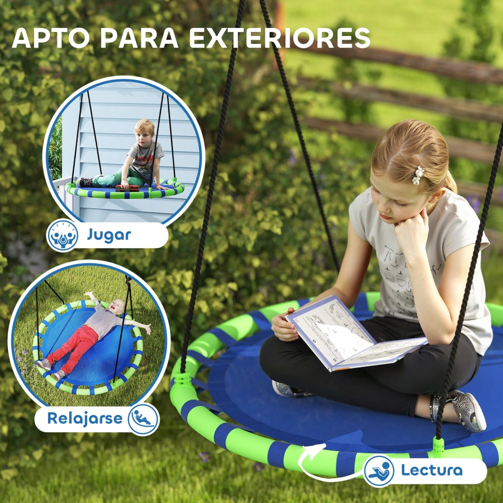 Altalena da giardino per bambini ¨C zephmum ¨C blu e verde ?100x180 cm