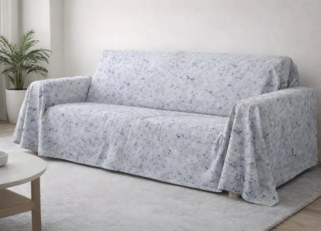 Telo Arredo Copritutto Salvadivano 100% Cotone Made In Italy Disegno Mitril - Singolo - Zaffiro